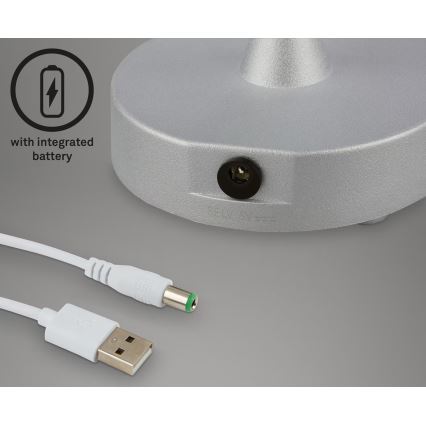 Briloner 7445-014 - Lámpara de mesa LED táctil recargable y regulable para exterior LED/3W/5V IP44 2000 mAh