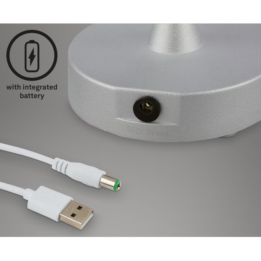 Briloner 7445-014 - Lámpara de mesa LED táctil recargable y regulable para exterior LED/3W/5V IP44 2000 mAh