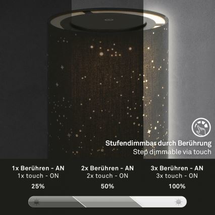 Briloner 7449-015 - Lámpara LED táctil regulable para exterior STARRY SKY LED/3W/5V IP44 negro