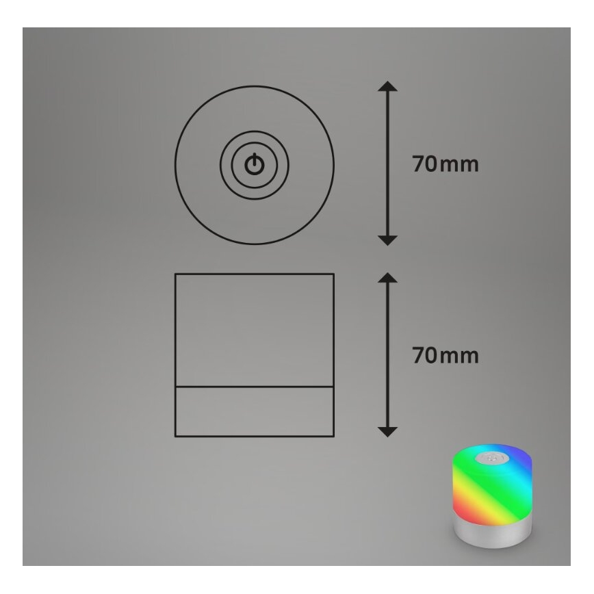 Briloner 7462014 - Lámpara de mesa LED RGB recargable para exterior LED/1,5W/5V IP44 1200 mAh cromo mate