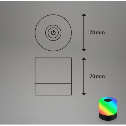 Briloner 7462015 - Lámpara de mesa LED RGB recargable para exterior LED/1,5W/5V IP44 negro
