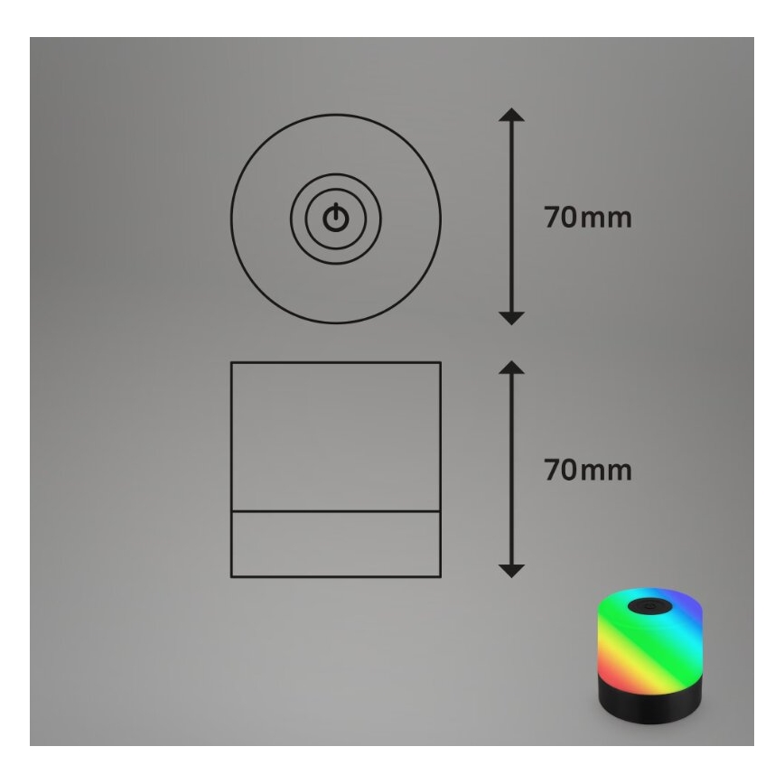 Briloner 7462015 - Lámpara de mesa LED RGB recargable para exterior LED/1,5W/5V IP44 negro