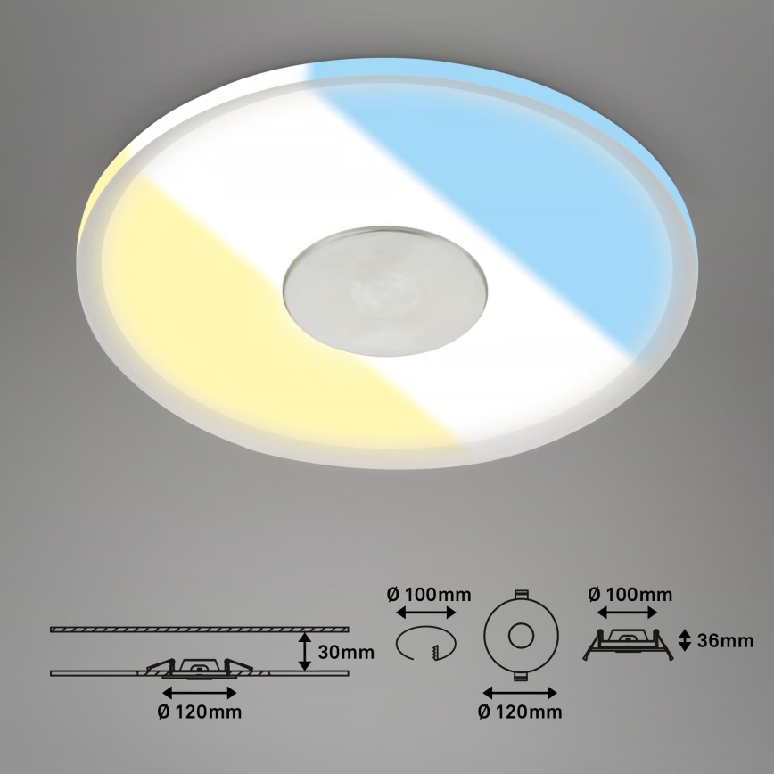Briloner 7480019 - Luminaria empotrada para baño LED/6W/230V 3000/4000/6500K IP44 blanca
