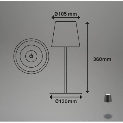 Briloner 7508015 - Lámpara de mesa de exterior LED regulable y recargable 2en1 LED/2,5W/5V IP44 antracita