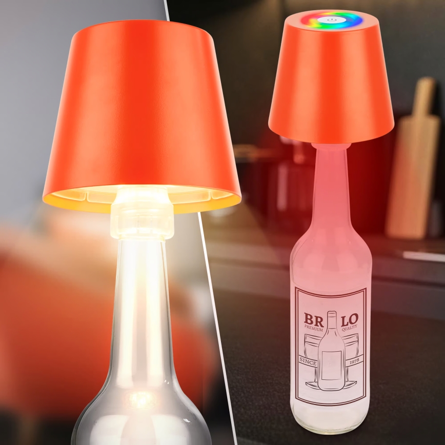 Briloner 7510012 - Lámpara de mesa recargable para exterior CALIDA LED RGBW regulable LED/2,5W/5V IP44 1200 mAh naranja