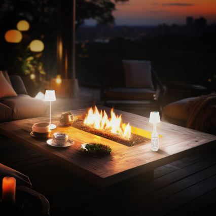 Briloner 7510016 - Lámpara de mesa recargable para exterior LED RGBW regulable CALIDA LED/2,5W/5V IP44 1200 mAh blanca