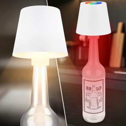 Briloner 7510016 - Lámpara de mesa recargable para exterior LED RGBW regulable CALIDA LED/2,5W/5V IP44 1200 mAh blanca