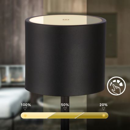 Briloner 7521015 - Lámpara de mesa recargable LED regulable para exterior SIGO LED/2,5W/5V IP44 2600 mAh negra