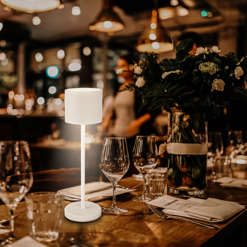 Briloner 7521016 - Lámpara de mesa recargable regulable para exterior SIGO LED/2,5W/5V IP44 2600 mAh blanca