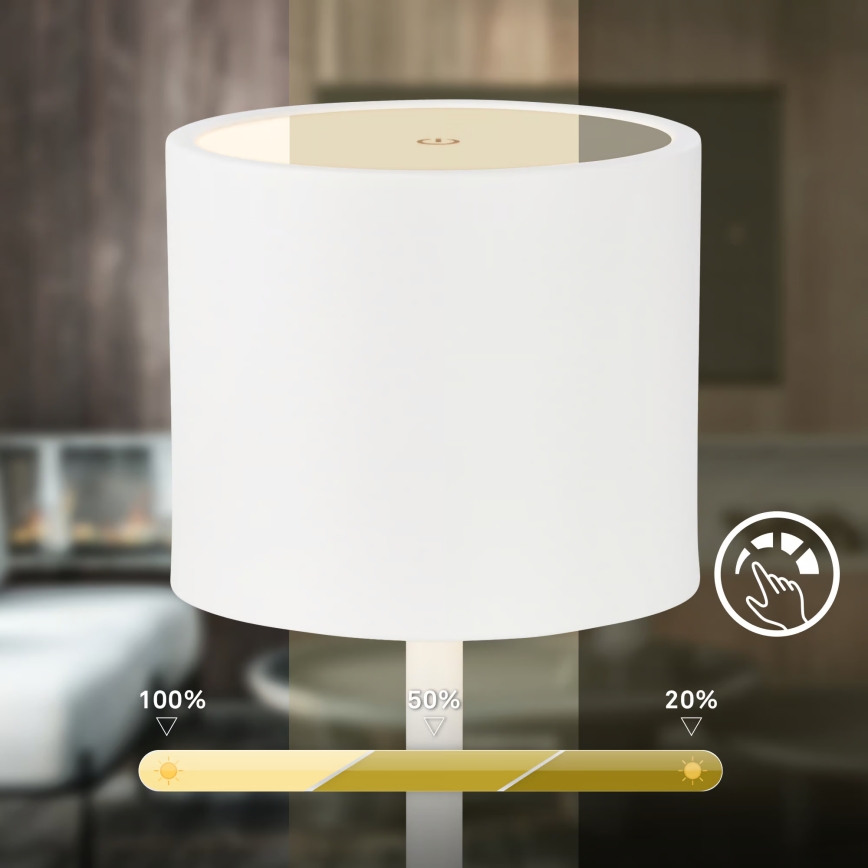 Briloner 7521016 - Lámpara de mesa recargable regulable para exterior SIGO LED/2,5W/5V IP44 2600 mAh blanca