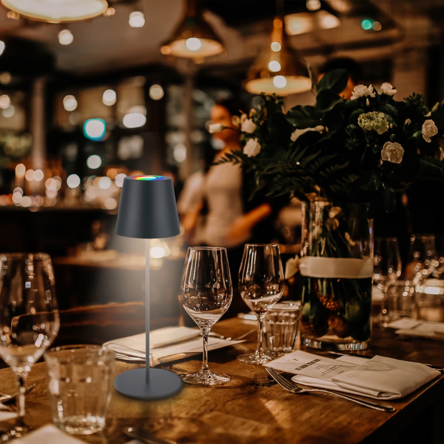 Briloner 7559015 - Lámpara de mesa recargable para exterior LED RGB regulable COLORIS LED/3,5W/5V IP44 2000 mAh antracita Wi-Fi Tuya