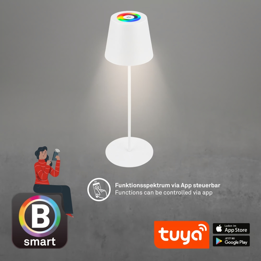 Briloner 7559016 - Lámpara de mesa exterior recargable y regulable LED RGB COLORIS LED/3,5W/5V IP44 2000 mAh Wi-Fi Tuya