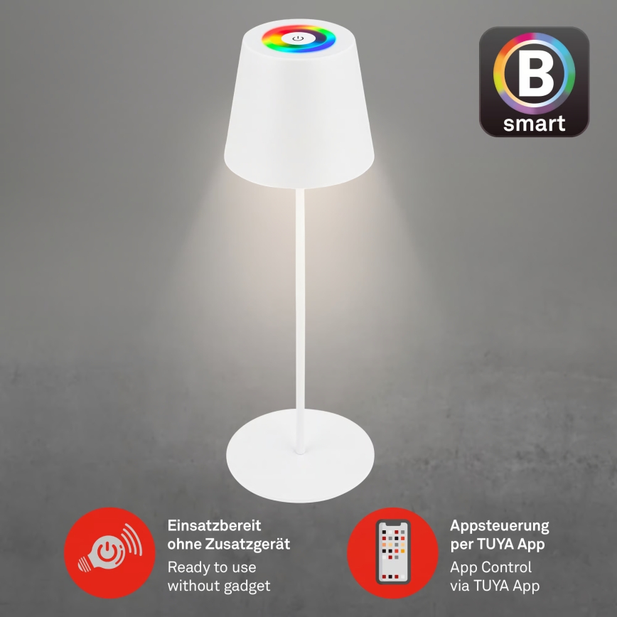 Briloner 7559016 - Lámpara de mesa exterior recargable y regulable LED RGB COLORIS LED/3,5W/5V IP44 2000 mAh Wi-Fi Tuya