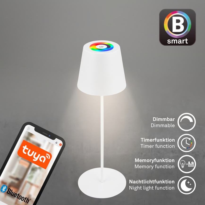 Briloner 7559016 - Lámpara de mesa exterior recargable y regulable LED RGB COLORIS LED/3,5W/5V IP44 2000 mAh Wi-Fi Tuya