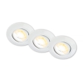 Briloner 7586036 - Juego de 3 focos empotrables LED para baño KLIRA LED/4,9W/230V 2500/3000/4000K IP23 blanco