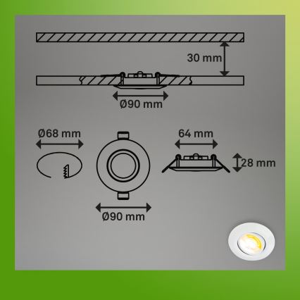 Briloner 7586036 - Set de 3 focos empotrados LED para baño KLIRA 1xLED/4,9W/230V 2500/3000/4000K IP23 blanco