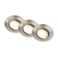 Briloner 7587032 - JUEGO 3x focos empotrables LED regulables para baño KLIRA 1xLED/4,9W/230V 2500/3000/4000K IP23 cromo mate