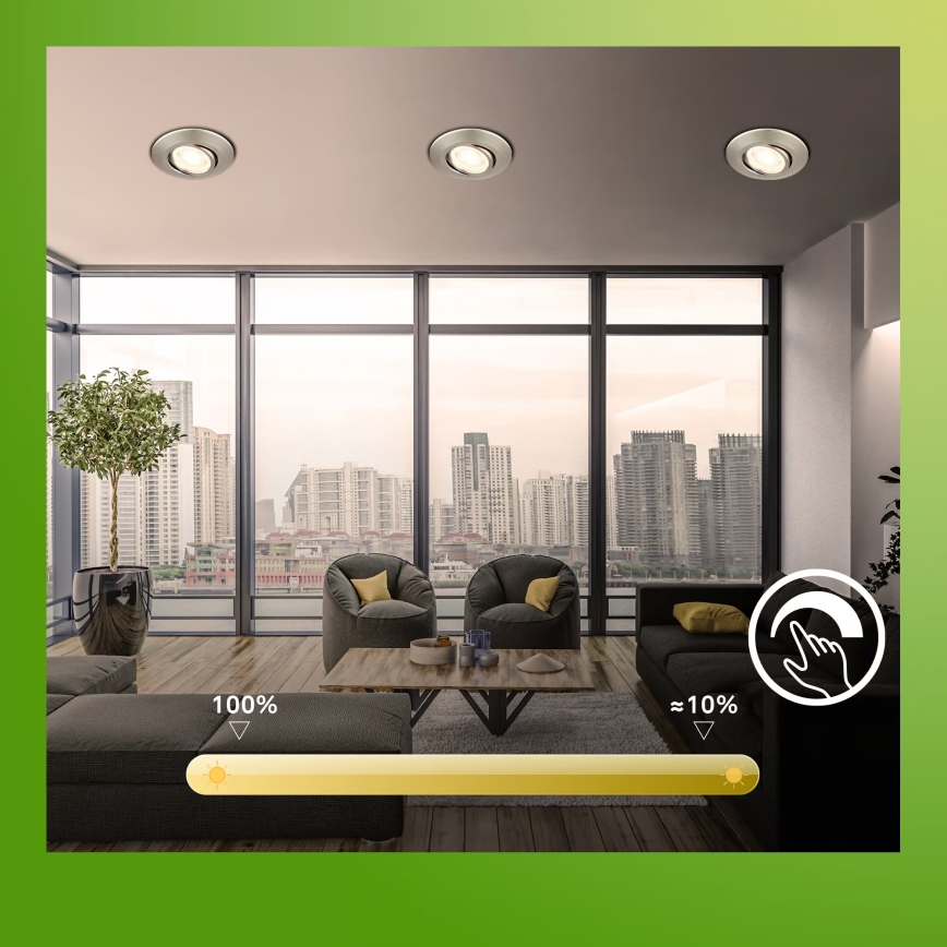 Briloner 7587032 - Juego de 3 luminarias empotradas LED regulables para baño KLIRA LED/4,9W/230V 2500/3000/4000K IP23 cromo mate