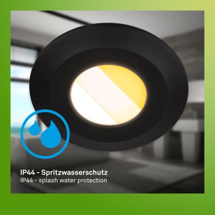 Briloner 7588035 - Juego de 3 luminarias empotradas LED para baño KLIRA LED/4,9W/230V 2500/3000/4000K IP44 negro