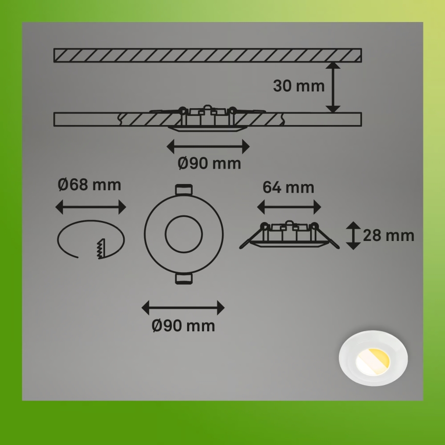 Briloner 7588036 - Set de 3 downlights empotrados LED KLIRA LED/4,9W/230V 2500/3000/4000K IP44 blanco