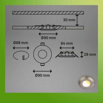 Briloner 7589032 - Juego de 3 luminarias empotrables LED regulables para baño KLIRA LED/4,9W/230V IP44 cromo mate