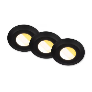 Briloner 7589035 - Juego de 3 downlights empotrables regulables para baño KLIRA LED/4,9W/230V 2500/3000/4000K IP44 negro