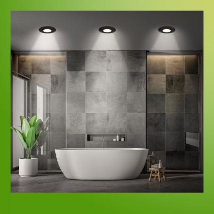 Briloner 7589035 - Set de 3 downlights LED empotrables regulables para baño KLIRA 1xLED/4,9W/230V 2500/3000/4000K IP44 negro