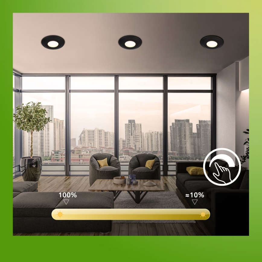 Briloner 7589035 - Juego de 3 downlights empotrables regulables para baño KLIRA LED/4,9W/230V 2500/3000/4000K IP44 negro