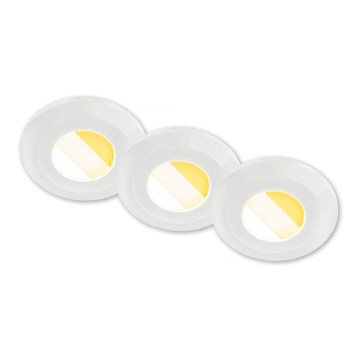 Briloner 7589036 - Juego de 3 downlights empotrados LED regulables para baño KLIRA LED/4,9W/230V 2500/3000/4000K IP44 blanco