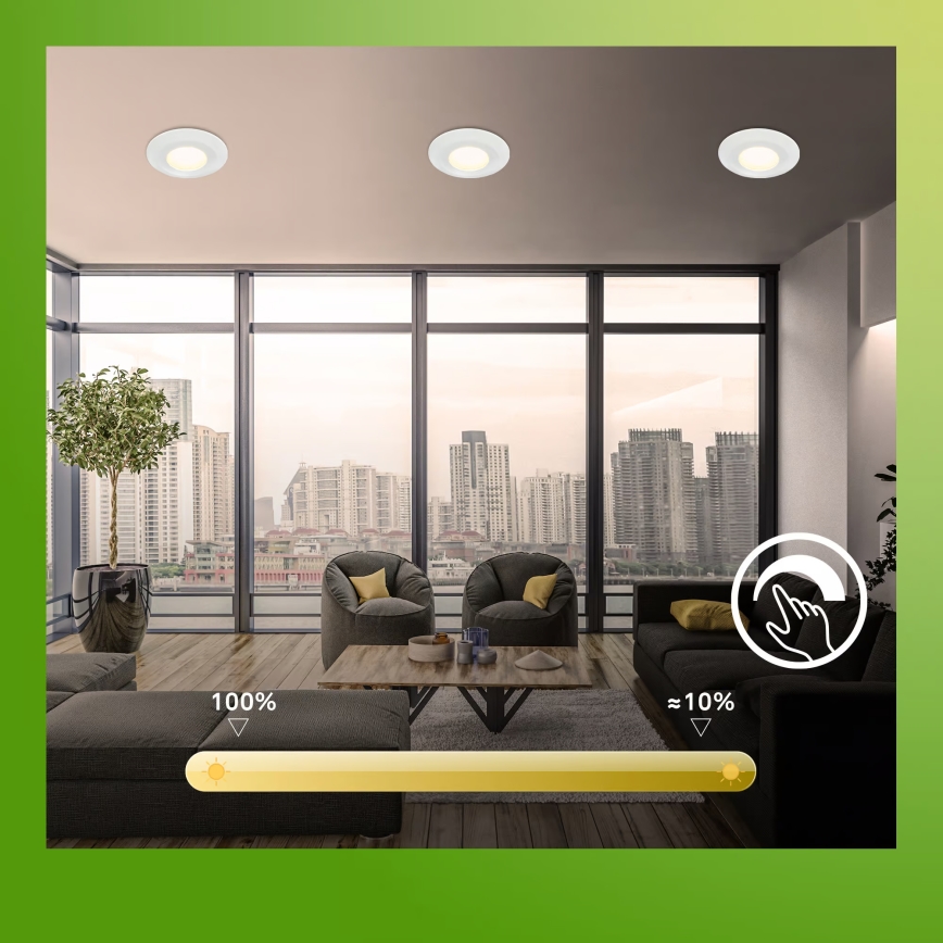 Briloner 7589036 - Juego de 3 downlights empotrados LED regulables para baño KLIRA LED/4,9W/230V 2500/3000/4000K IP44 blanco