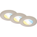Briloner 7605032 - Juego de 3 downlights empotrables LED para baño 3xLED/4,9W/230V 2700/4000/6500K IP44 cromo mate