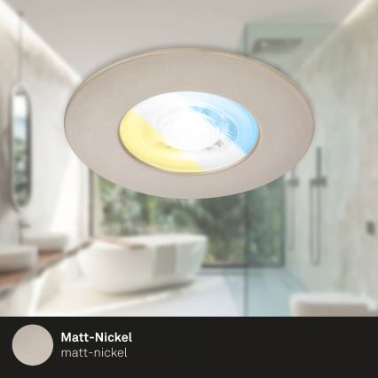 Briloner 7605032 - Set de 3 luminarias empotradas para baño LED/4,9W/230V 2700/4000/6500K IP44 cromo mate