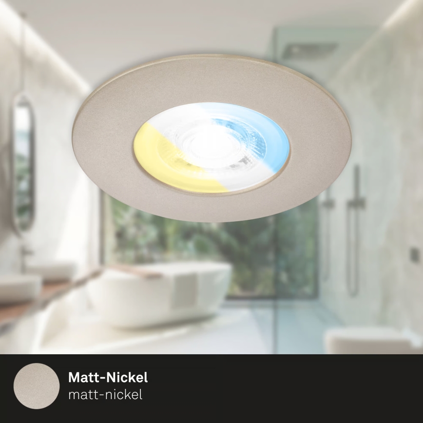 Briloner 7605032 - Set de 3 luminarias empotradas para baño LED/4,9W/230V 2700/4000/6500K IP44 cromo mate