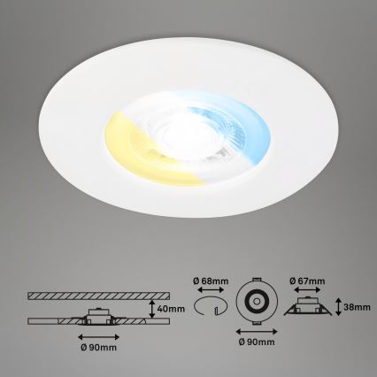 Briloner 7605036 - Juego de 3 luminarias empotradas para baño 3xLED/4,9W/230V IP44 blanco