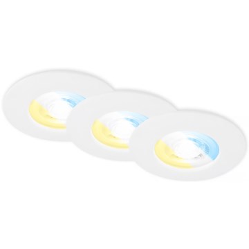 Briloner 7605036 - Juego de 3 downlights empotrables para baño LED/4,9W/230V 2700/4000/6500K IP44 blanco