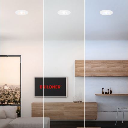 Briloner 7605036 - Juego de 3 downlights empotrables para baño LED/4,9W/230V 2700/4000/6500K IP44 blanco
