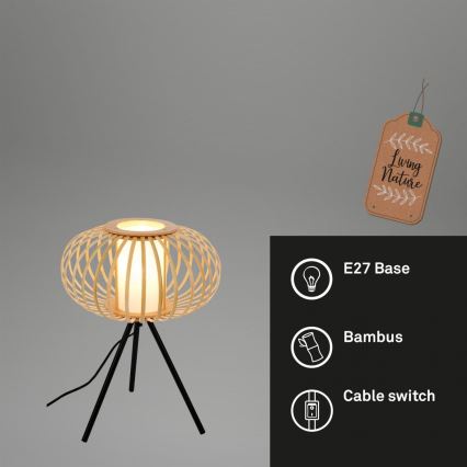 Briloner 7759011 - Lámpara de mesa 1xE27/10W/230V bambú
