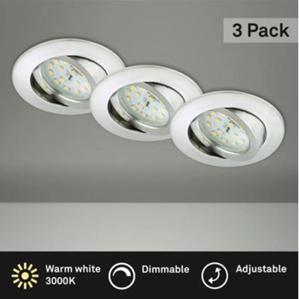 Briloner 8317-039-SET 3x Lámpara empotrable de baño LED regulable LED/5,5W/230V IP23