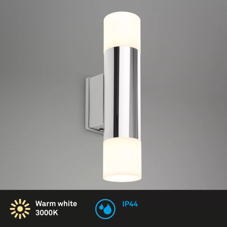 Briloner - Aplique LED de pared para baño 2xGU10/4,8W/230V IP44 3000K cromo brillante