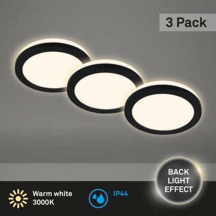 Briloner - JUEGO 3x LED Lámpara de techo para cuarto de baño LED/3W/230V IP44