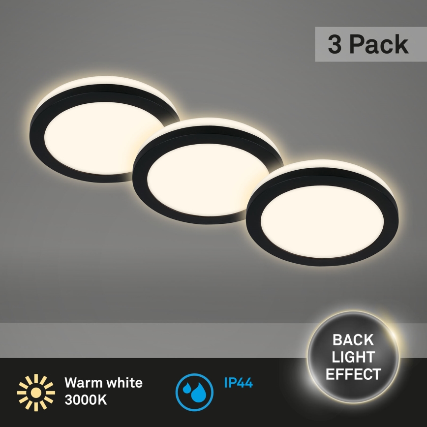 Briloner - JUEGO 3x LED Lámpara de techo para cuarto de baño LED/3W/230V IP44
