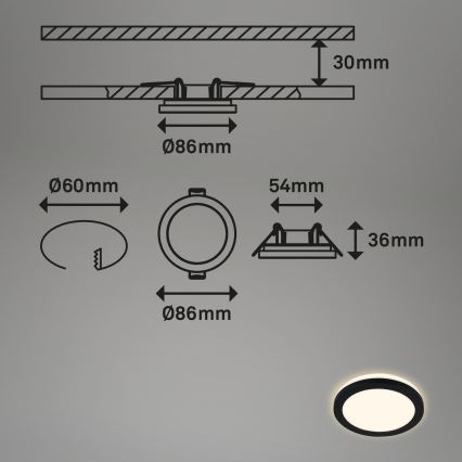 Briloner - JUEGO 3x LED Lámpara de techo para cuarto de baño LED/3W/230V IP44