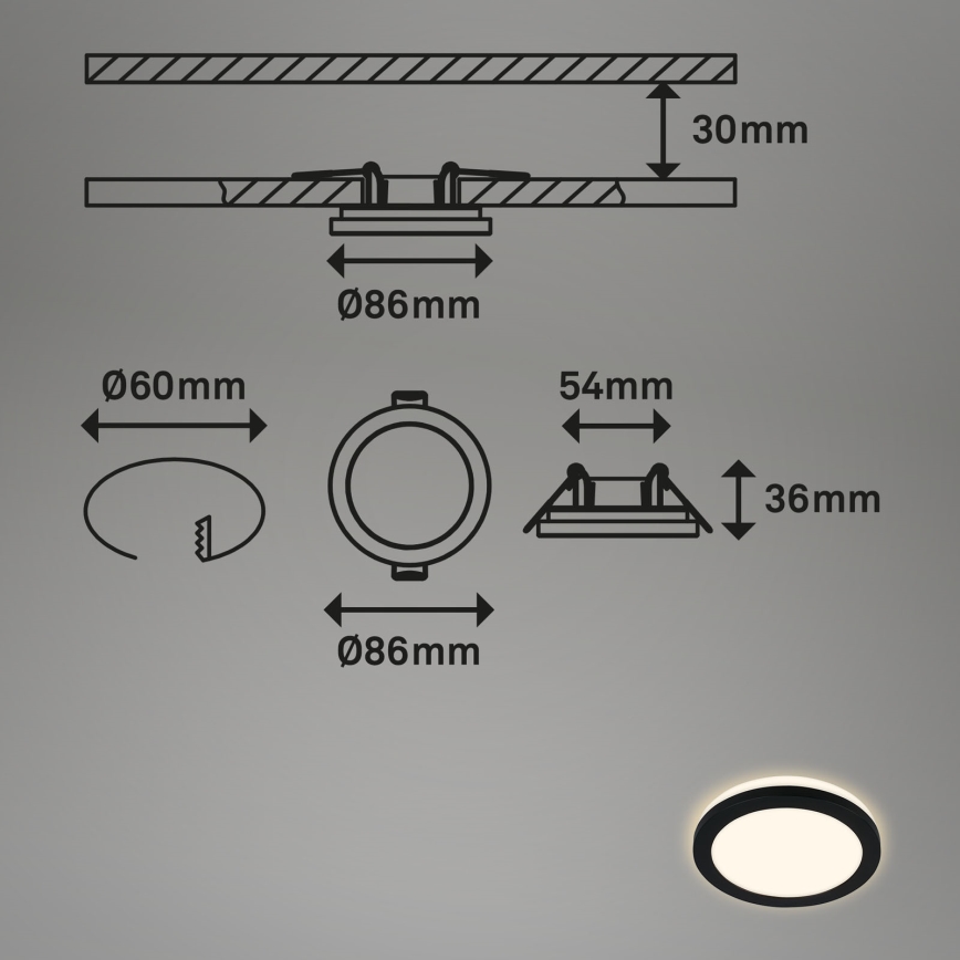 Briloner - JUEGO 3x LED Lámpara de techo para cuarto de baño LED/3W/230V IP44