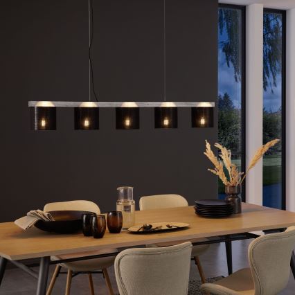 Briloner - Lámpara colgante LURI 5xE14/25W/230V árbol de caucho