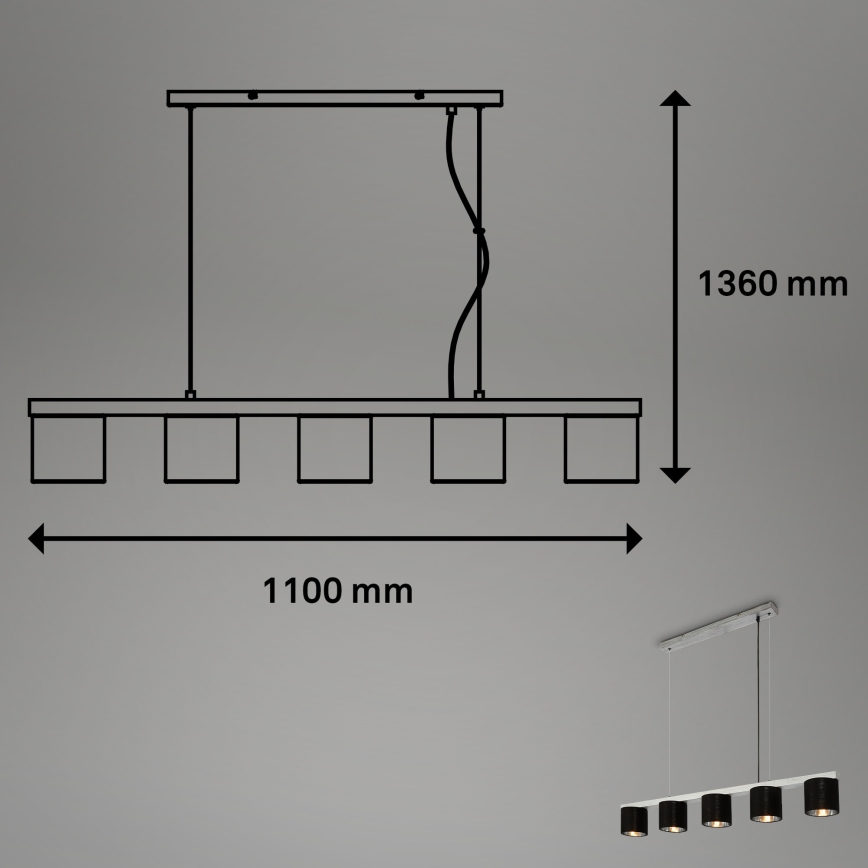 Briloner - Lámpara colgante LURI 5xE14/25W/230V árbol de caucho