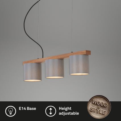 Briloner - Lámpara colgante RHON 3xE14/25W/230V árbol de caucho