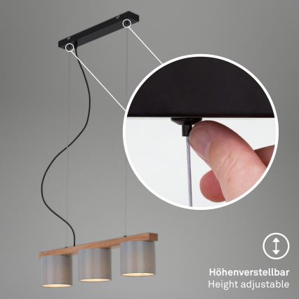 Briloner - Lámpara colgante RHON 3xE14/25W/230V árbol de caucho