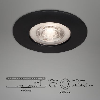 Briloner - SET 3x Lámpara empotrada LED para baños LED/4,9W/230V IP44 negro