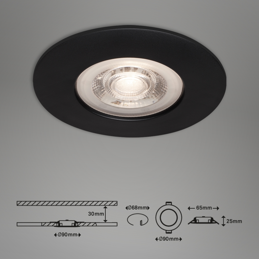Briloner - SET 3x Lámpara empotrada LED para baños LED/4,9W/230V IP44 negro