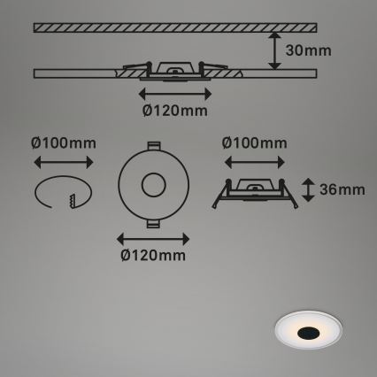 Briloner - SET 3x Lámpara empotrada LED para baños LED/6W/230V IP44 negro